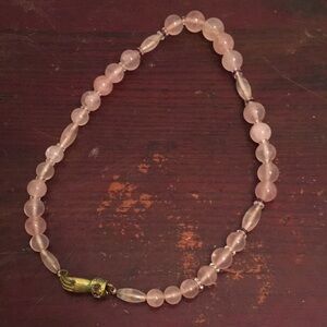 Rose Quartz Necklace with Silver Gem Hand Vintage